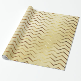 Gold Shimmer Chevron on Gold Wrapping Paper