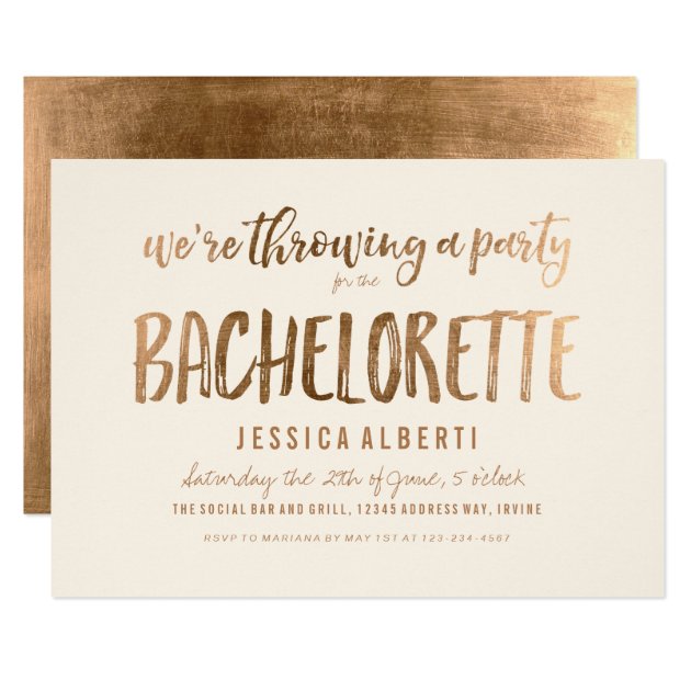 Gold Shimmer Chic Bachelorette Party Invitation