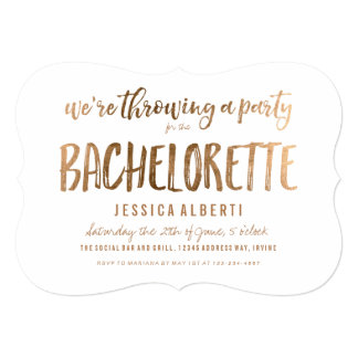 Gold Shimmer Chic Bachelorette Party Invitation