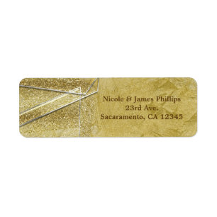 Gold Shimmer Crystal Glass Glam Party Invitation Label