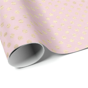 gold shimmer dots on blush pink wrapping paper