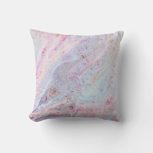 Gold Shimmer Glitter Metallic Marble Faux Pastel Throw Pillow