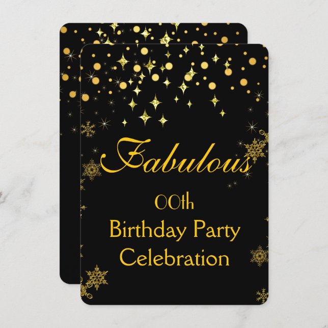 Gold Shimmer Lights Birthday Party Invitation (Front/Back)