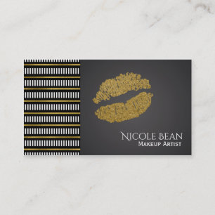 Gold Shimmer Lips Modern Glam Beauty Salon Business Card