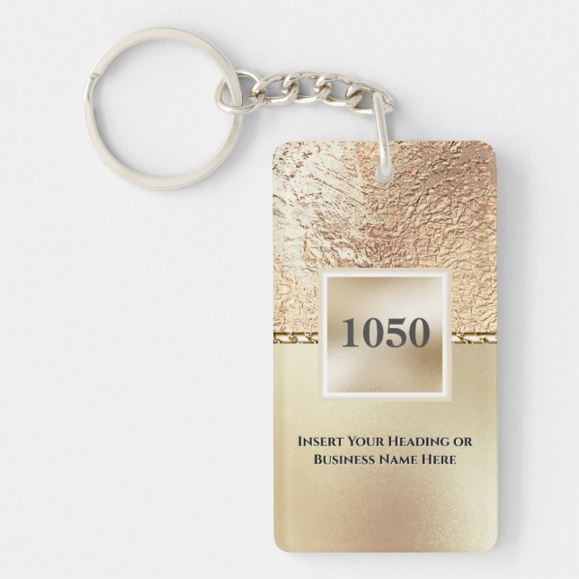  Gold shimmer metallic foil luxurious sparkle Keychain (Front)