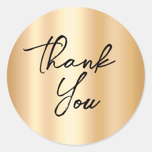 Gold Shimmer Ombre Wedding Calligraphy Thank You Classic Round Sticker