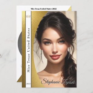 Gold Shimmer Pageant Sash Autograph Card