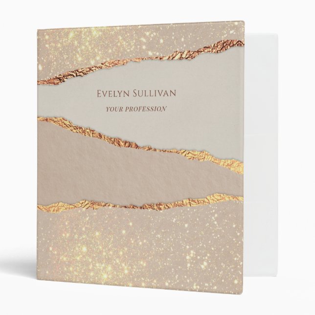 Gold shimmer ripped paper binder (Front/Inside)