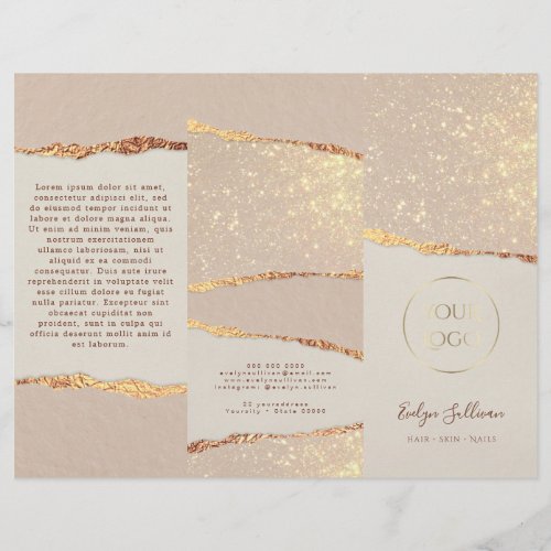Gold shimmer ripped paper brochure