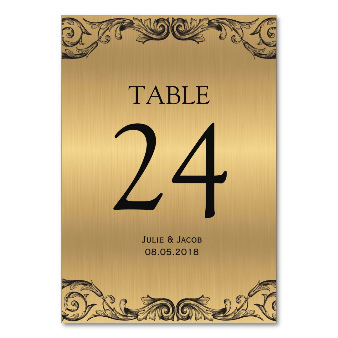 Gold Shimmer Wedding Table Cards Zazzle