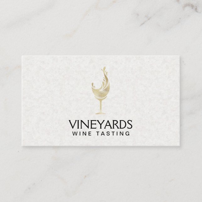 Gold Shimmer Wine Glass Business Card (Front)