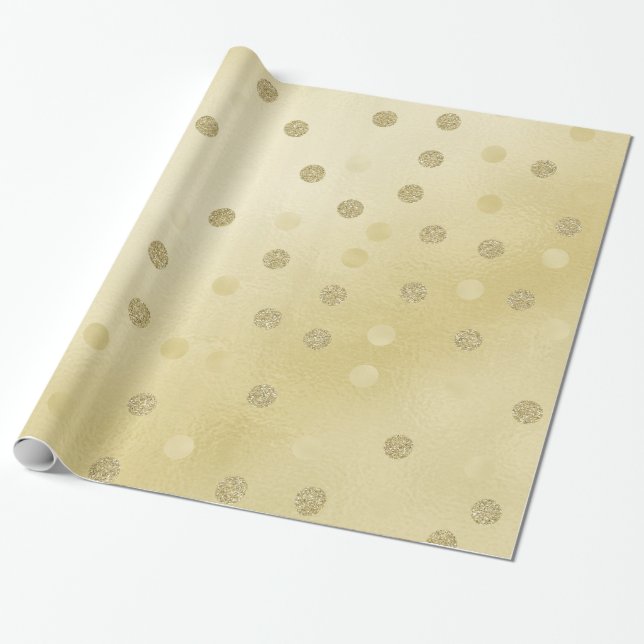 Gold Shimmer with Glitter Circles Wrapping Paper (Unrolled)