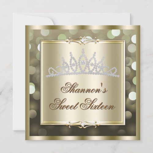 Gold Shimmering Lights Bokeh Sweet Sixteen Invite