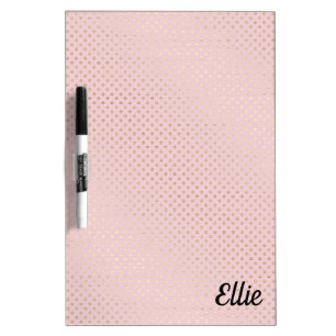 gold shimmers polka dots on blush dry erase board