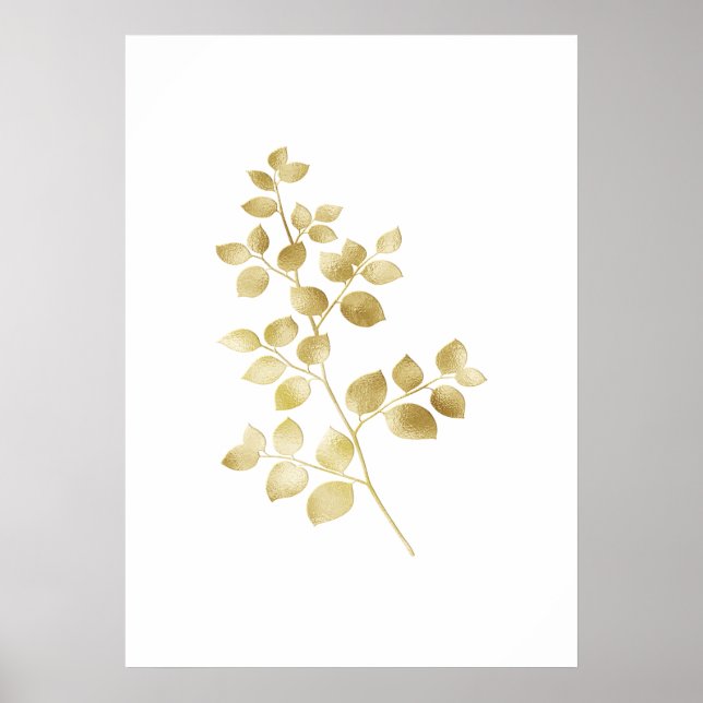 Gold Shimmery Leaves Matte Poster (Front)