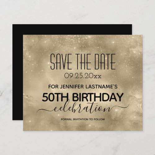 Gold Shine 50th Birthday Save the Date Budget