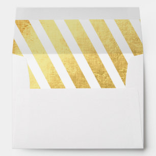 Gold Shine and White Stripe Holiday Card Envelope