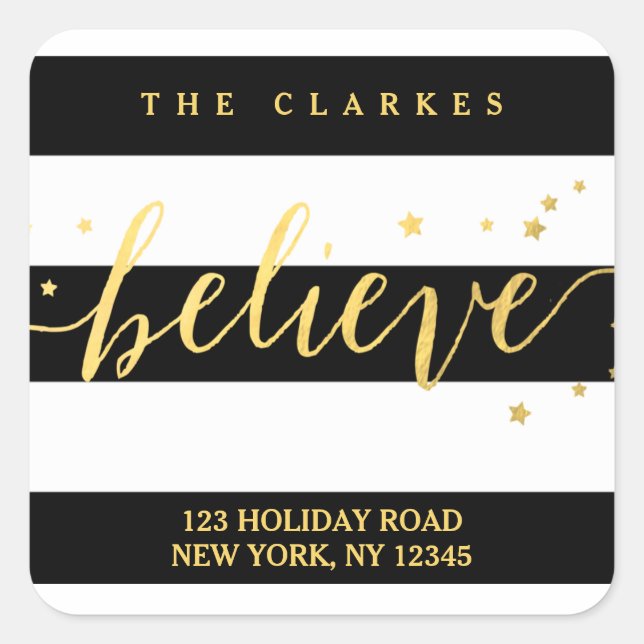 Gold Shine Believe | Holiday Address Label (Front)
