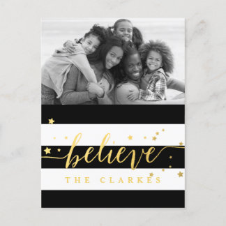 Gold Shine Believe | Holiday Photo Postcard