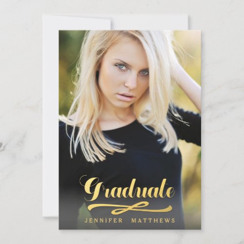 Gold Shine Chalkboard Graduation Party Invitation