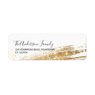 Gold shine glitter spark Christmas return address Label