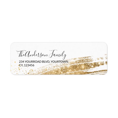 Gold shine glitter spark Christmas return address Label