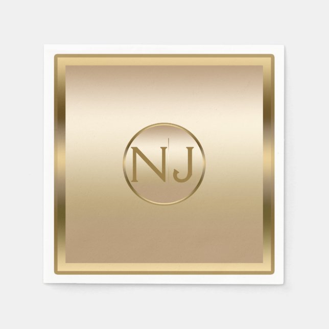 Gold Shine Golden Shiny Modern Glam Party Paper Napkins (Front)