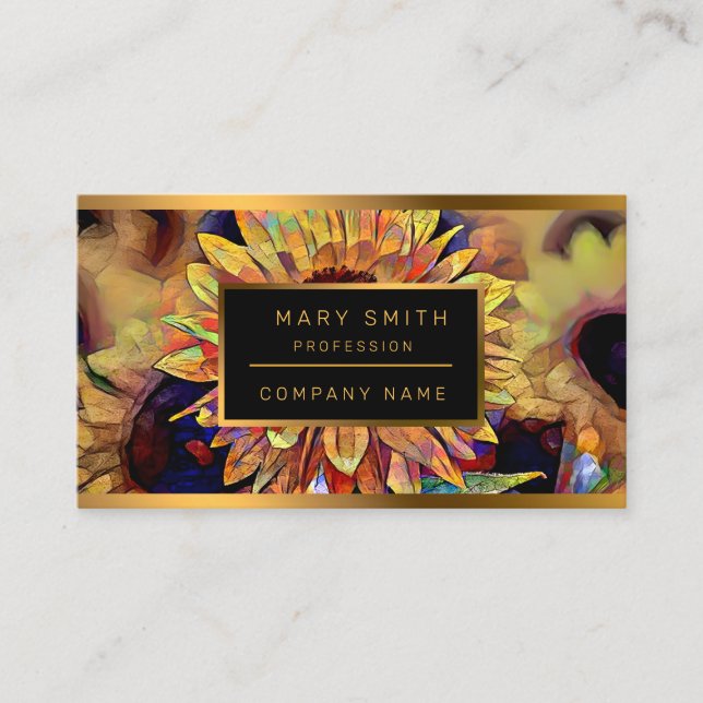 Gold Shine Sunflower Elegant Collection Business Card (Front)