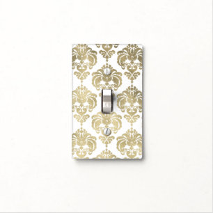 Gold Shine & White Glam Pattern Modern Chic Light Switch Cover