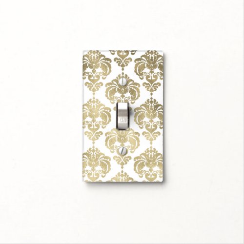 Gold Shine  White Glam Pattern Modern Chic Light Switch Cover