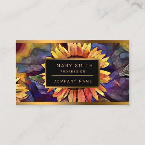 Gold Shining Sunflower Elegant Collection Business Card