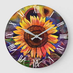 Gold Shining Sunflower Elegant Collection Large Clock
