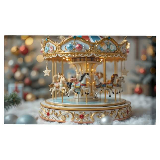 gold shinning carousel  place card holder (Front)