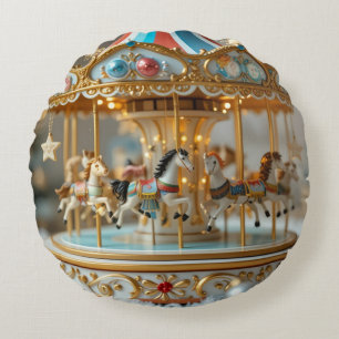 gold shinning carousel round pillow