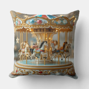 gold shinning carousel throw pillow