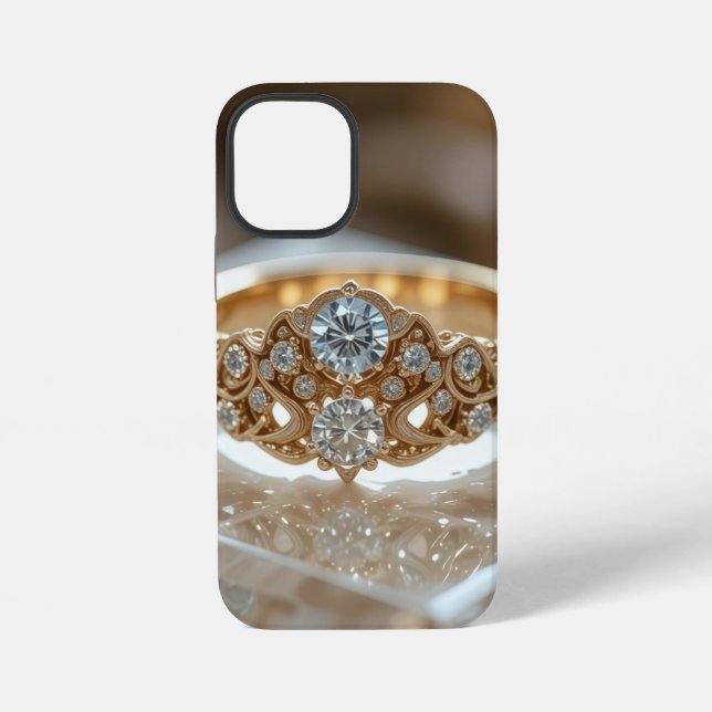 gold shinning diamond ring iPhone case (Back)