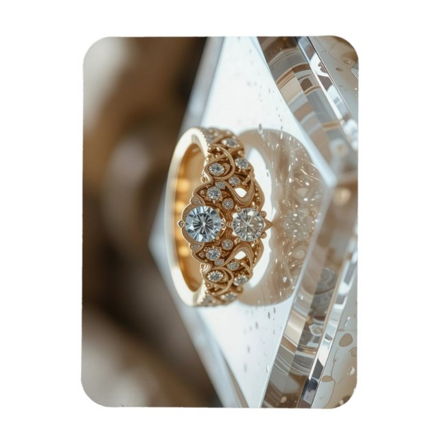 gold shinning diamond ring magnet (Vertical)