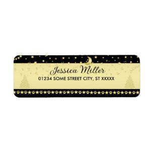 Gold shiny Christmas stars, paws on gold & black Label
