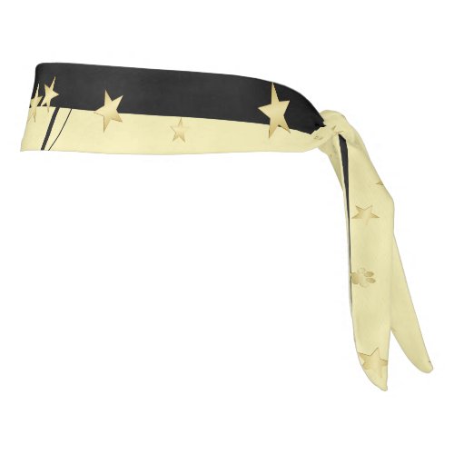 Gold shiny Christmas stars paws on gold  black Tie Headband
