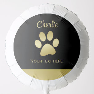  Gold Shiny Dog Paw on black background Balloon