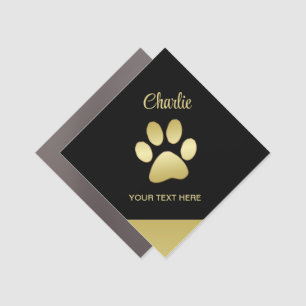Gold Shiny Dog Paw on black background Car Magnet