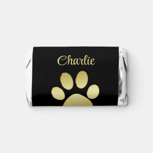 Gold Shiny Dog Paw on black background Hershey's Miniatures