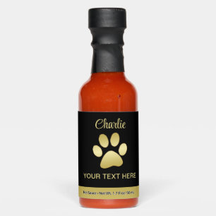  Gold Shiny Dog Paw on black background Hot Sauces