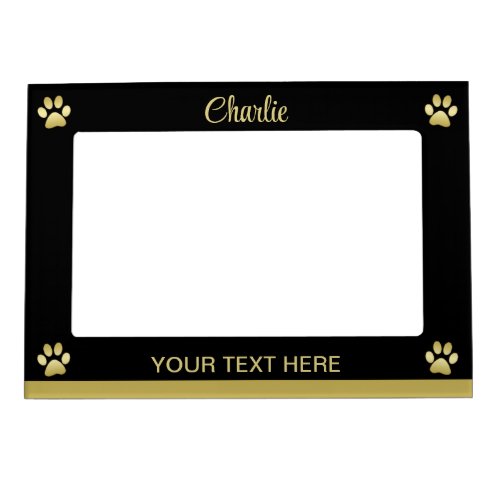  Gold Shiny Dog Paw on black background Magnetic Frame