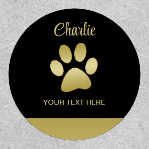 Gold Shiny Dog Paw on black background Patch