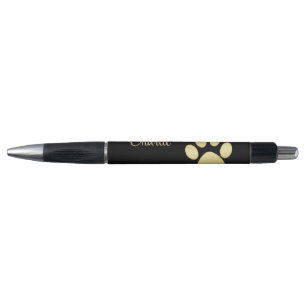  Gold Shiny Dog Paw on black background Pen