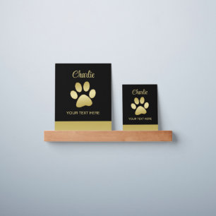  Gold Shiny Dog Paw on black background Picture Ledge