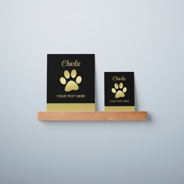  Gold Shiny Dog Paw on black background Picture Ledge (Wall)