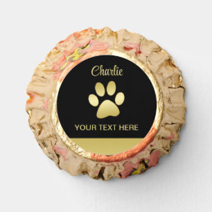 Gold Shiny Dog Paw on black background Reese's Peanut Butter Cups