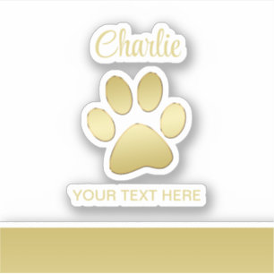 Gold Shiny Dog Paw on black background Sticker